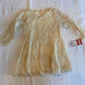 NWT Cat & Jack cream & gold sweater dress